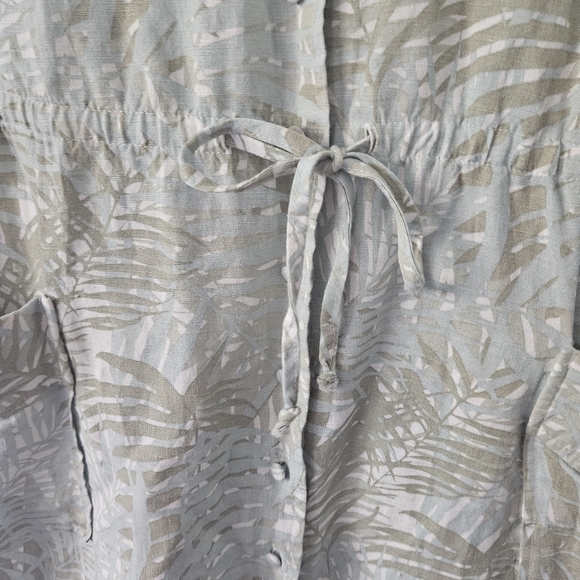 Dear John Tropical Green Linen Blend Tie Waist Dress Size S - Picture 6 of 11